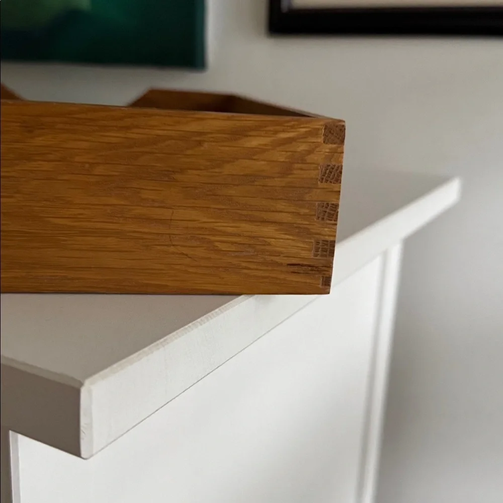 Vintage Wooden Office Tray Document Inbox with Dovetails